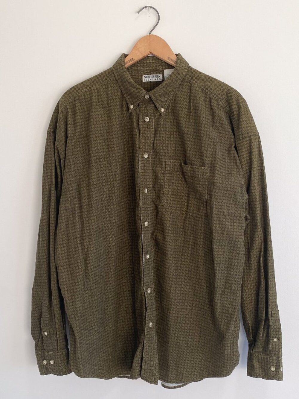 Vintage Green Corduroy Button Down Shirt / Y2K / 100% Cotton